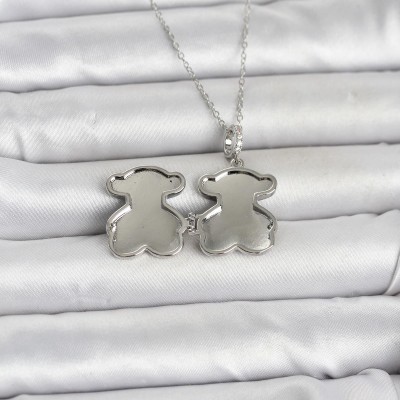 316L Çelik Zincir Gümüş Renk Ayıcık Model Açılabilir Kadın Kolye