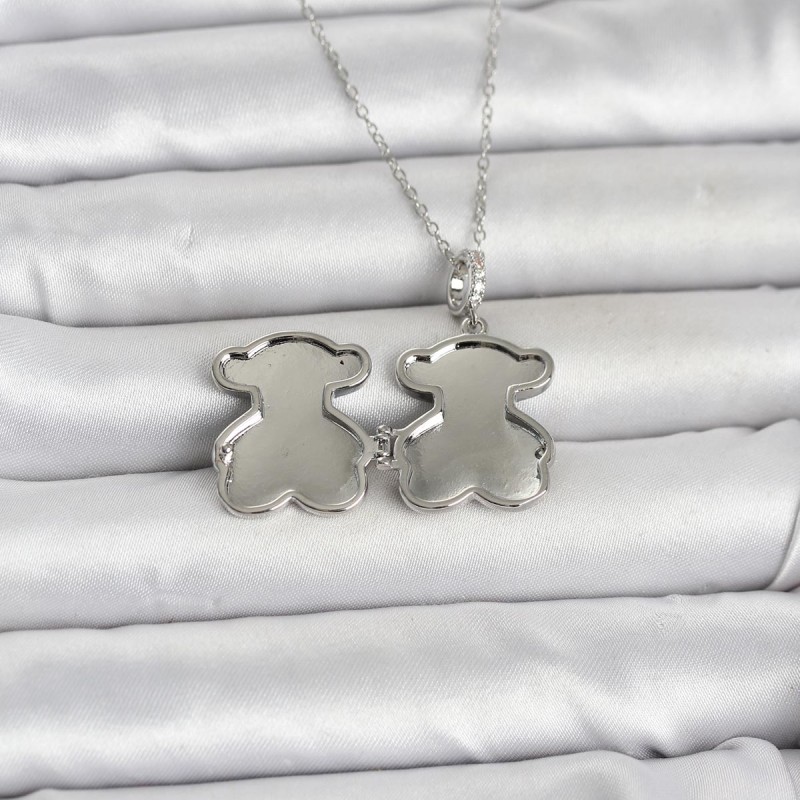 316L Çelik Zincir Gümüş Renk Ayıcık Model Açılabilir Kadın Kolye