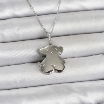 316L Çelik Zincir Gümüş Renk Ayıcık Model Açılabilir Kadın Kolye