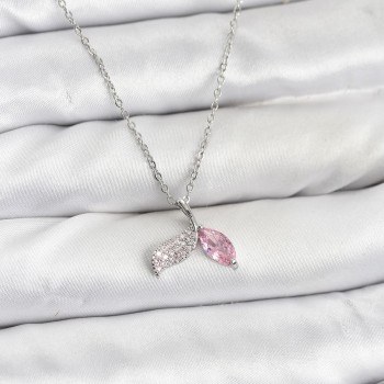 316L Çelik Zincir Gümüş Renk Balık Kuyruğu Model Zirkon Taşlı Kadın Kolye