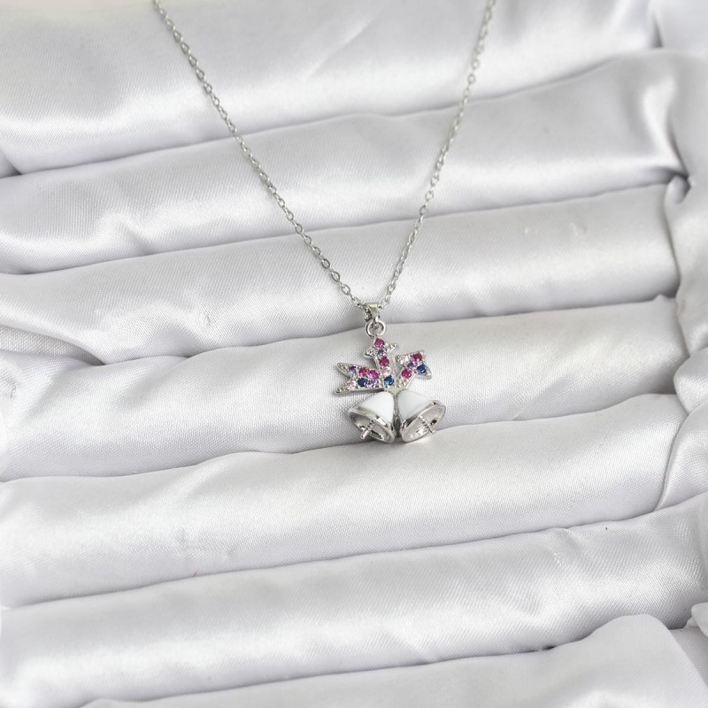 316L Çelik Zincir Gümüş Renk Chirtsmas Bell Model Yılbaşı Temalı Kadın Kolye