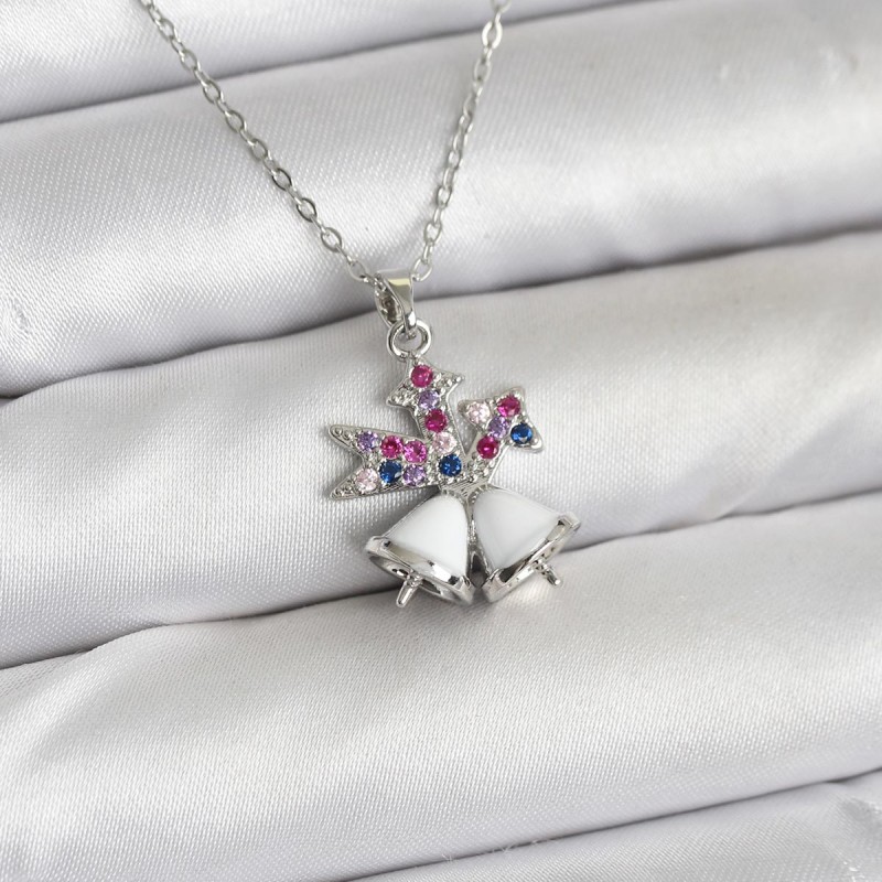 316L Çelik Zincir Gümüş Renk Chirtsmas Bell Model Yılbaşı Temalı Kadın Kolye