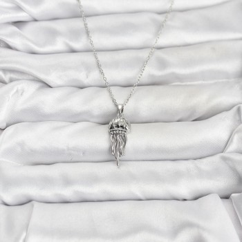 316L Çelik Zincir Gümüş Renk Deniz Anası Model Zirkon Taşlı Kadın Kolye