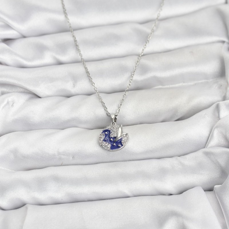 316L Çelik Zincir Gümüş Renk Gece Model Zirkon Taşlı Kadın Kolye