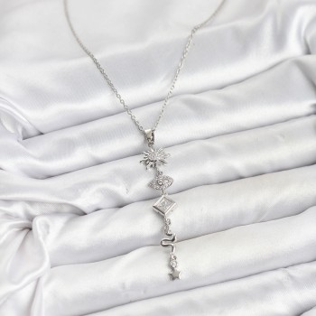 316L Çelik Zincir Gümüş Renk Güneş ve Enerji Model Kadın Y Kolye