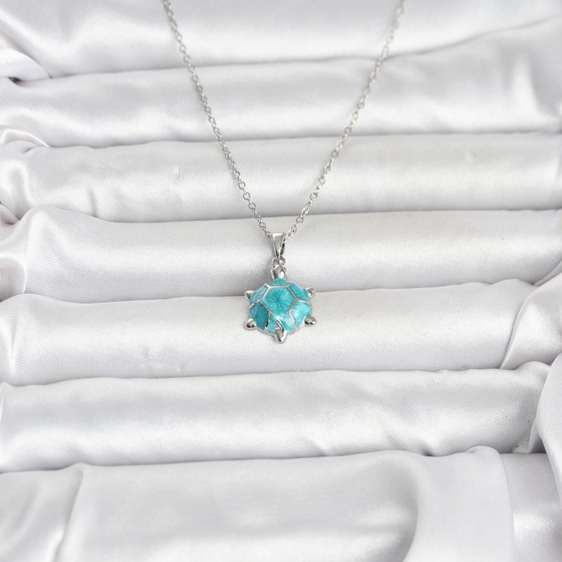 316L Çelik Zincir Gümüş Renk Kaplumbağa Model Kadın Kolye