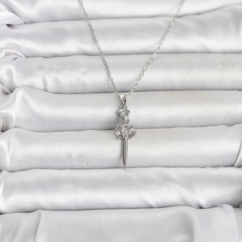 316L Çelik Zincir Gümüş Renk Kılıç Model Kadın Kolye