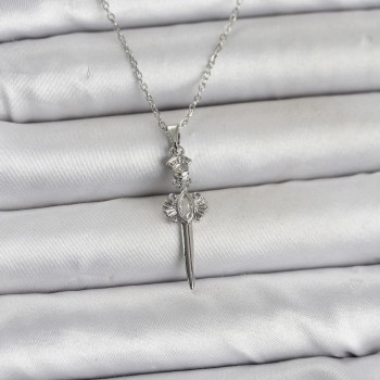 316L Çelik Zincir Gümüş Renk Kılıç Model Kadın Kolye