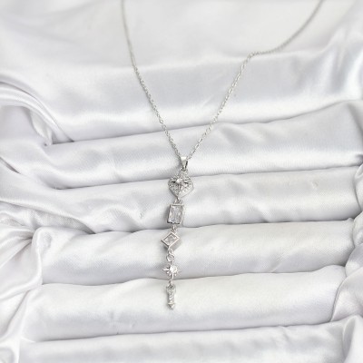 316L Çelik Zincir Gümüş Renk Kutup Yıldızı Enerji Model Kadın Y Kolye