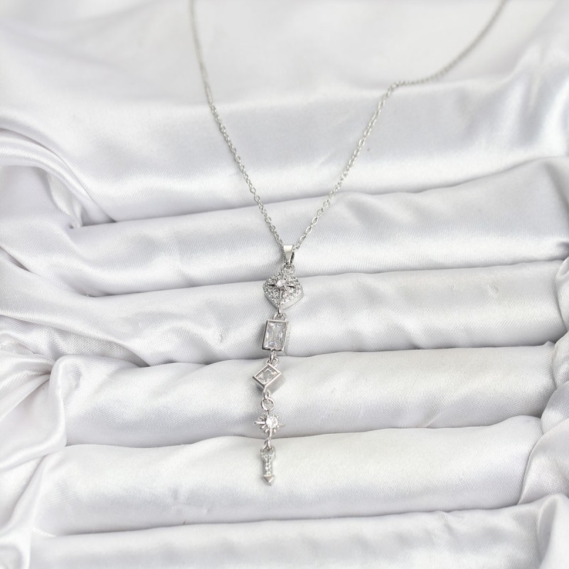 316L Çelik Zincir Gümüş Renk Kutup Yıldızı Enerji Model Kadın Y Kolye