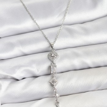 316L Çelik Zincir Gümüş Renk Kutup Yıldızı Enerji Model Kadın Y Kolye