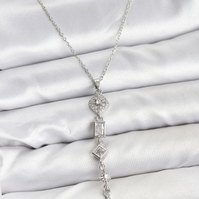 316L Çelik Zincir Gümüş Renk Kutup Yıldızı Enerji Model Kadın Y Kolye