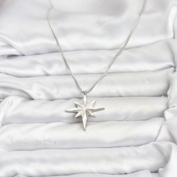 316L Çelik Zincir Gümüş Renk Kutup Yıldızı Model 60 cm Zincir Kadın Kolye