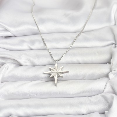 316L Çelik Zincir Gümüş Renk Kutup Yıldızı Model 60 cm Zincir Kadın Kolye