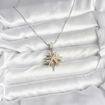 316L Çelik Zincir Gümüş Renk Kutup Yıldızı Model Kadın Kolye