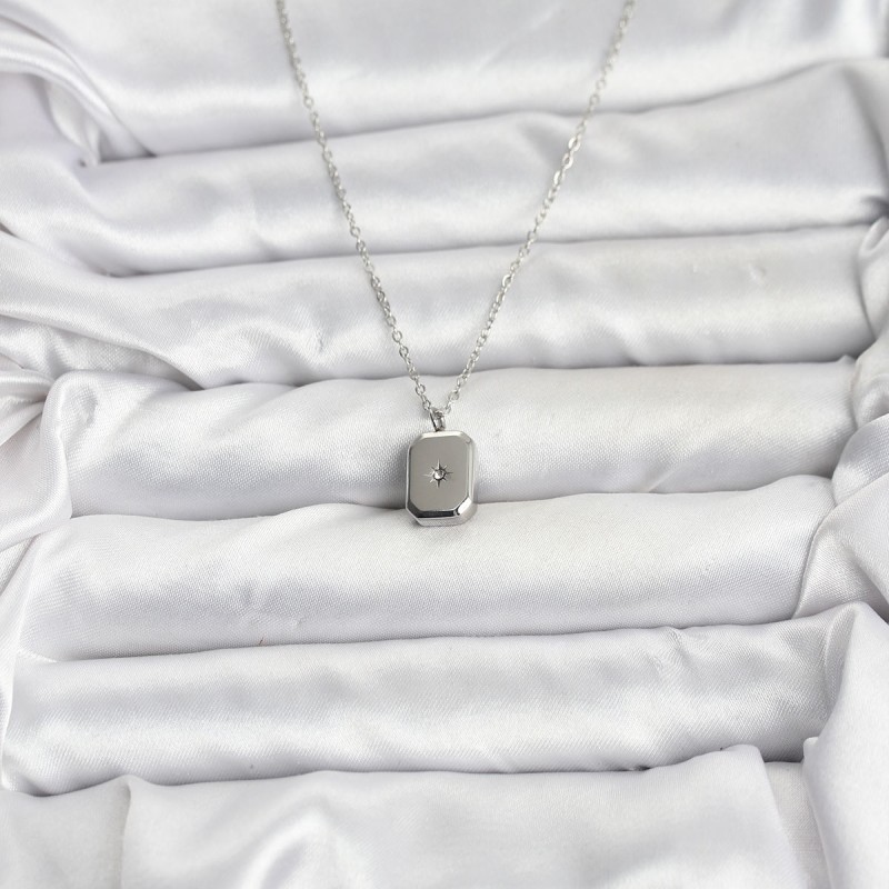 316L Çelik Zincir Gümüş Renk Minimal Kutup Yıldızı Model Kadın Kolye