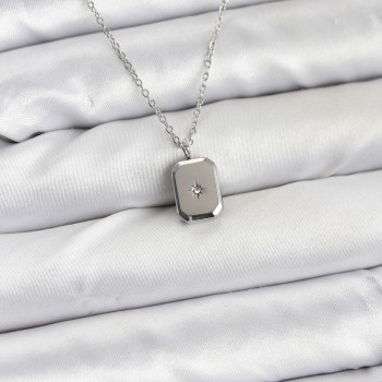 316L Çelik Zincir Gümüş Renk Minimal Kutup Yıldızı Model Kadın Kolye