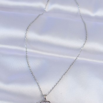 316L Çelik Zincir Gümüş Renk Pembe Zirkon Taşlı Eros Kolye