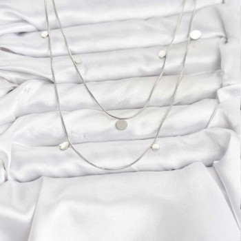 316L Çelik Zincir Gümüş Renk Pullu Kadın Kolye