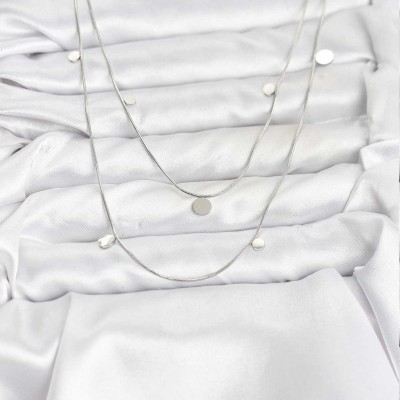 316L Çelik Zincir Gümüş Renk Pullu Kadın Kolye