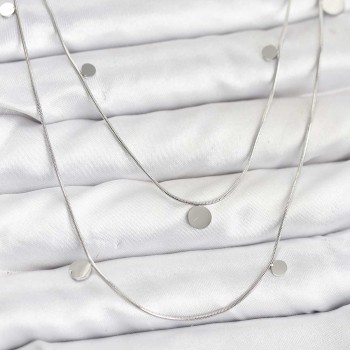 316L Çelik Zincir Gümüş Renk Pullu Kadın Kolye