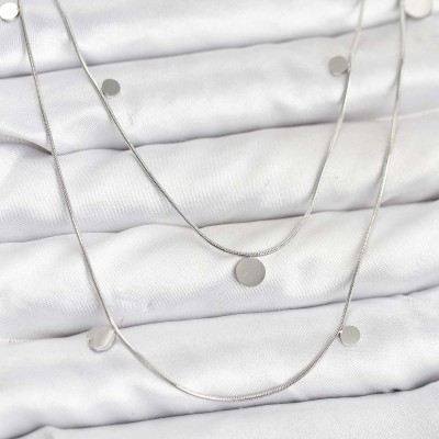 316L Çelik Zincir Gümüş Renk Pullu Kadın Kolye