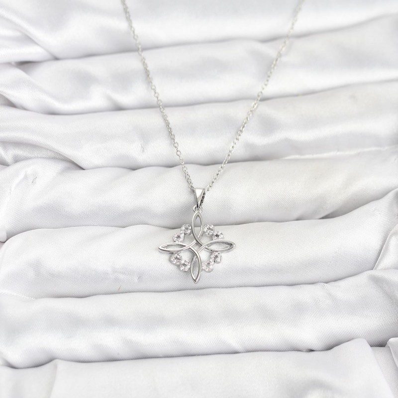 316L Çelik Zincir Gümüş Renk Sonsuzluk Model Zirkon Taşlı Kadın Kolye