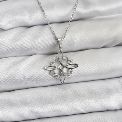 316L Çelik Zincir Gümüş Renk Sonsuzluk Model Zirkon Taşlı Kadın Kolye