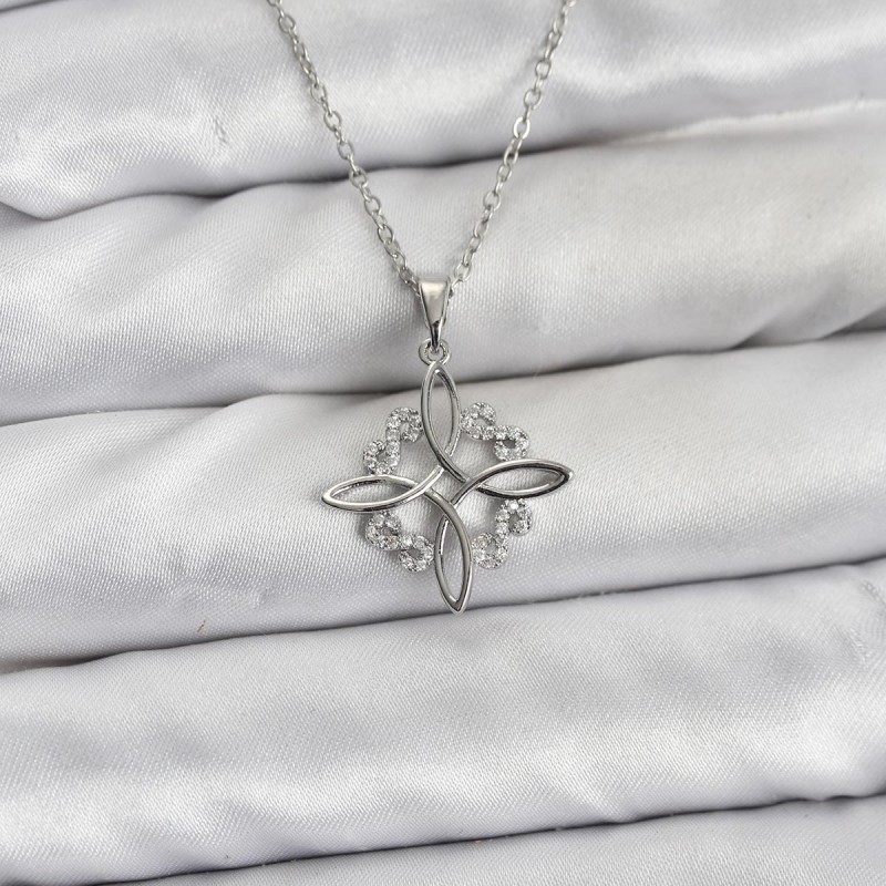 316L Çelik Zincir Gümüş Renk Sonsuzluk Model Zirkon Taşlı Kadın Kolye