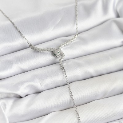 316L Çelik Zincir Gümüş Renk Yılan Model Y Kolye