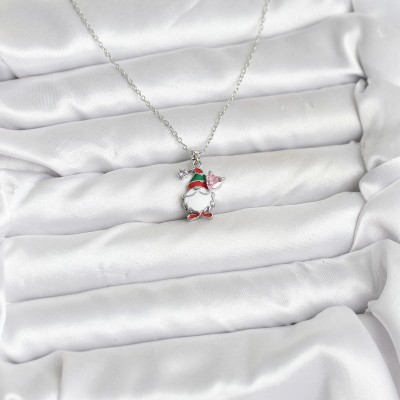 316L Çelik Zincir Gümüş Renk Yılbaşı Teması Kadın Kolye