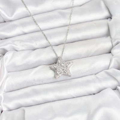 316L Çelik Zincir Gümüş Renk Yıldız Model Kadın Kolye