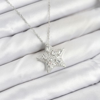 316L Çelik Zincir Gümüş Renk Yıldız Model Kadın Kolye