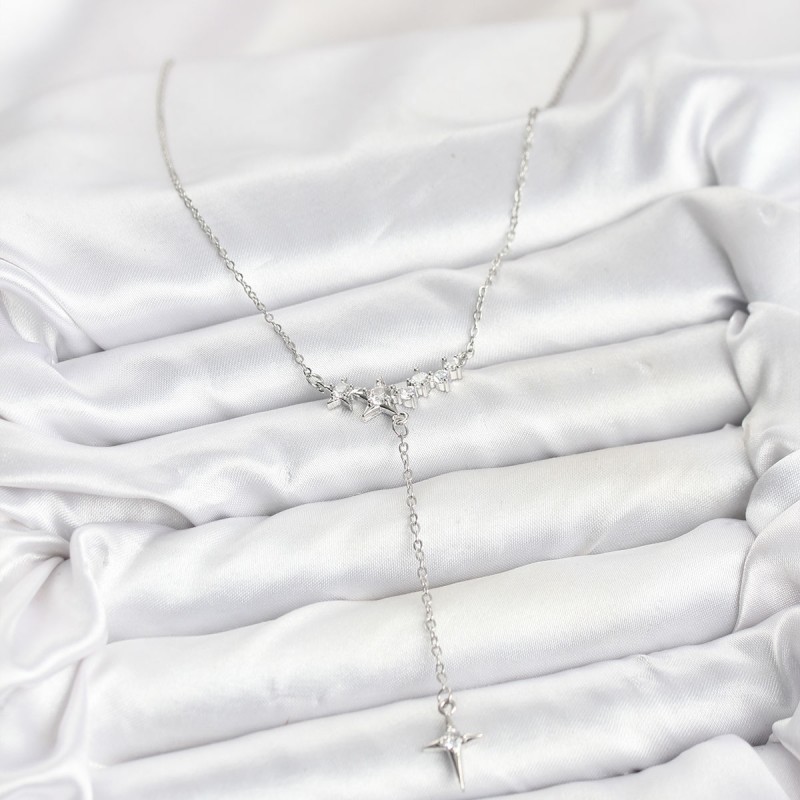 316L Çelik Zincir Gümüş Renk Yıldız Model Y Kadın Kolye