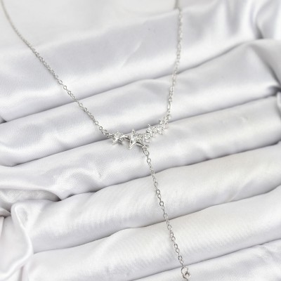 316L Çelik Zincir Gümüş Renk Yıldız Model Y Kadın Kolye