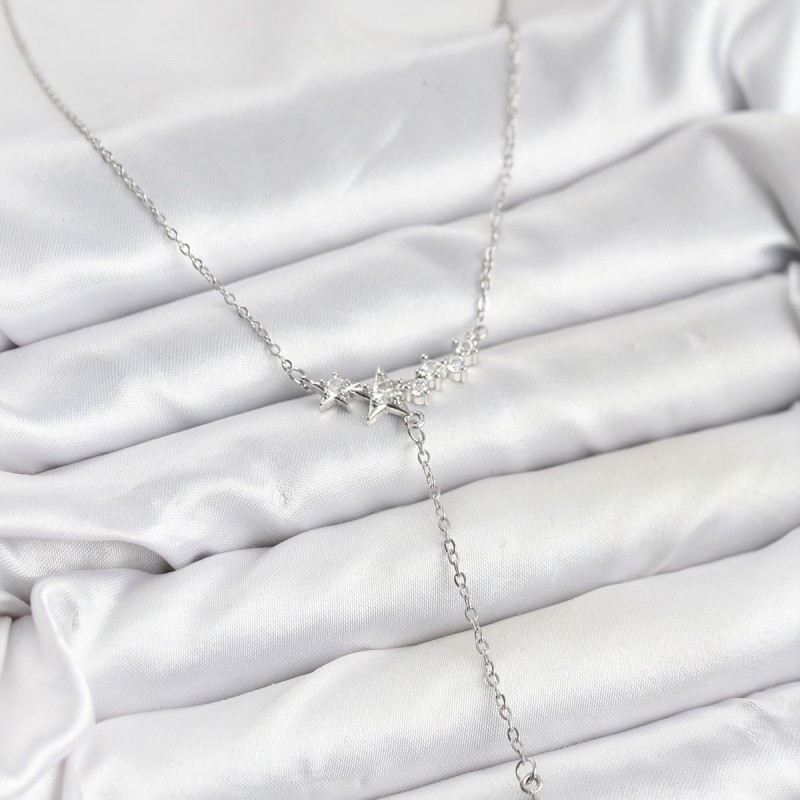 316L Çelik Zincir Gümüş Renk Yıldız Model Y Kadın Kolye