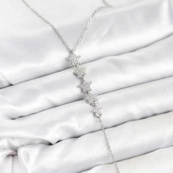 316L Çelik Zincir Gümüş Renk Yıldız Model Y Kolye