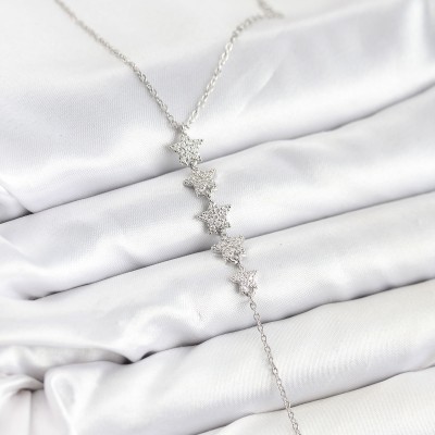 316L Çelik Zincir Gümüş Renk Yıldız Model Y Kolye