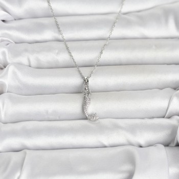 316L Çelik Zincir Gümüş Renk Zirkon Taşlı Deniz Kızı Model Kadın Kolye