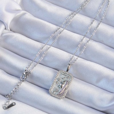 316L Çelik Zincir Gümüş Renk Zirkon Taşlı Yüz Figürlü Tarot Kolye