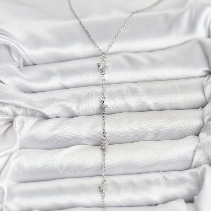 316L Çelik Zincir Gümüş Renkli Yıldız Model Kadın Y Kolye