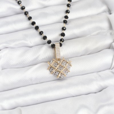 316L Çelik Zincir Kristal Boncuklu Kalpli Kadın Kolye