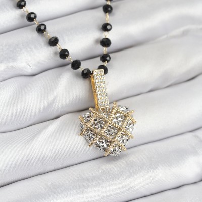 316L Çelik Zincir Kristal Boncuklu Kalpli Kadın Kolye