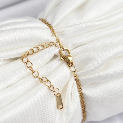 316L Çelik Zincir Mor Mineli Sanatsal Portre İnci Detaylı Çiçek Model Gold Renk Kadın Bileklik