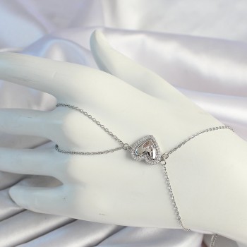 316L Çelik Zincirli Gümüş Renk Kalp Figürlü Zirkon Taşlı Şahmeran