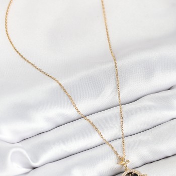 316L Çelik Zirkon Taşlı Gezegen Model Gold Renk Kadın Kolye