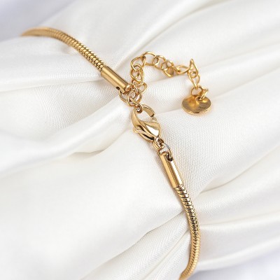 316L Çelik Zirkon Taşlı Göz Charm Model Gold Renk Kadın Bileklik