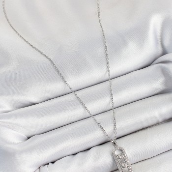 316L Çelik Zirkon Taşlı Messika Model Gümüş Renk Kadın Kolye