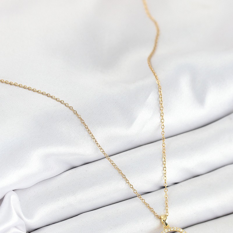 316L Çelik Zirkon Taşlı Yıldız Ve Kalp Model Gold Renk Kadın Kolye