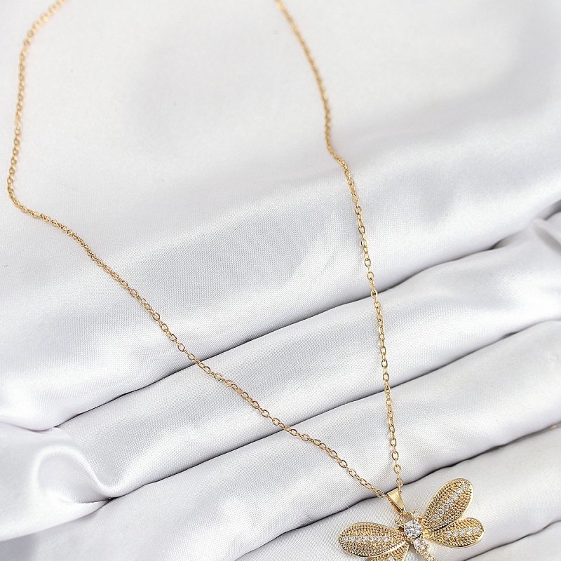 316L Çelik Zirkon Taşlı Yusufcuk Model Gold Renk Kadın Kolye